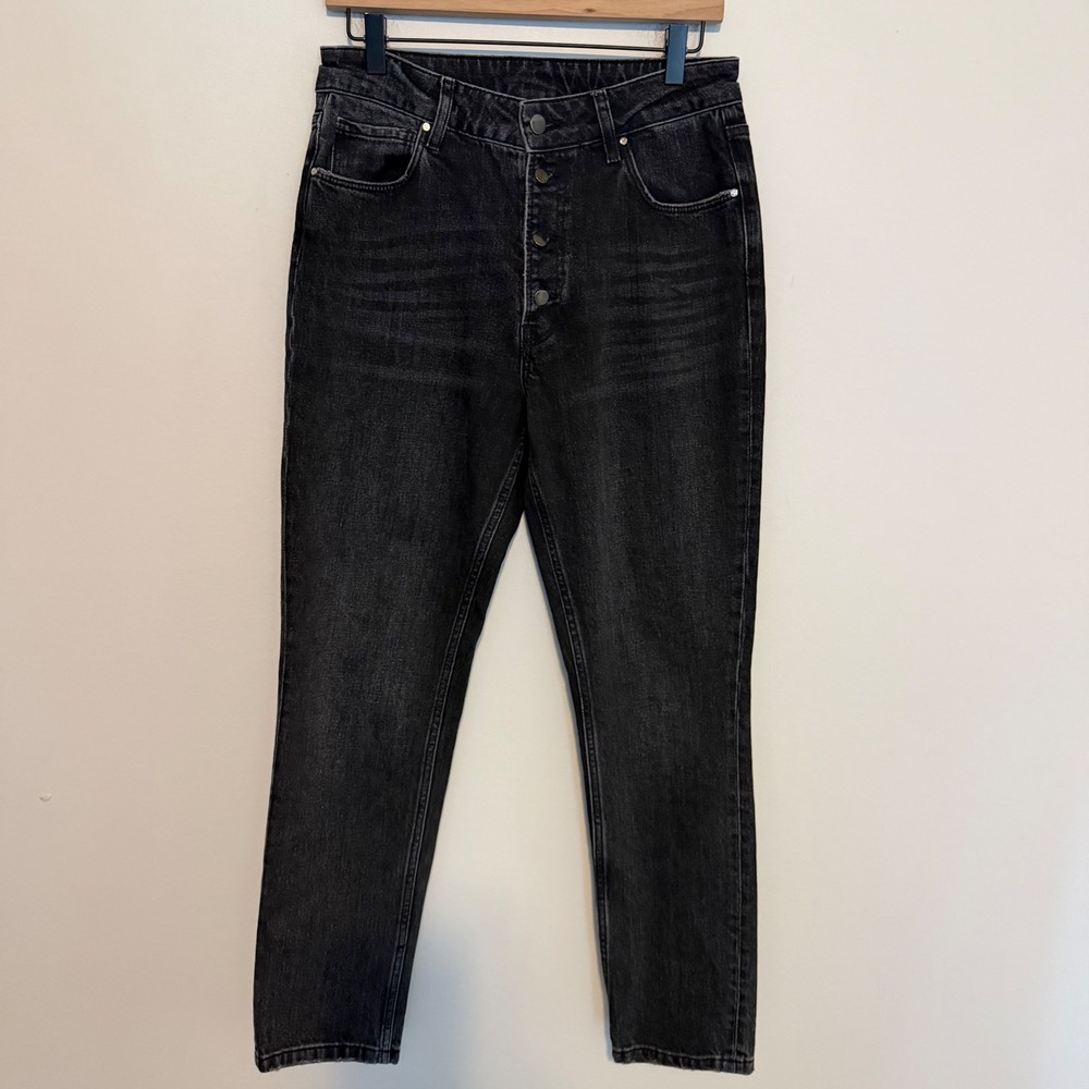 Anine‎ Bing Straight Leg jeans black button fly 29 casual classic denim edgy